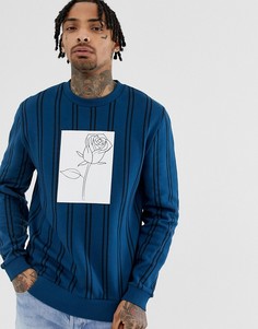 Свитшот в вертикальную полоску с принтом розы ASOS DESIGN - Зеленый