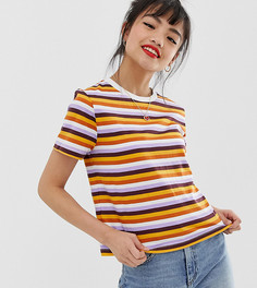 Полосатая футболка в стиле ретро с круглым вырезом ASOS DESIGN Petite - Мульти