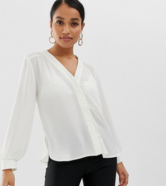 Блузка с длинными рукавами и карманом ASOS DESIGN Petite - Белый