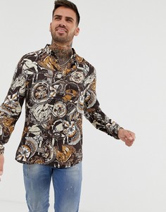 Узкая коричневая рубашка River Island - Коричневый