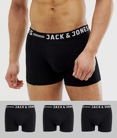 Набор из 3 пар боксеров-брифов с контрастным поясом Jack & Jones - Черный