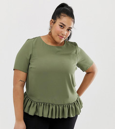Футболка с оборкой ASOS DESIGN Curve - Зеленый