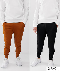 Набор зауженных джоггеров (черный/темно-оранжевый) ASOS DESIGN - 2 шт. - Мульти