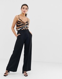 Черные широкие брюки с пуговицами River Island - Черный
