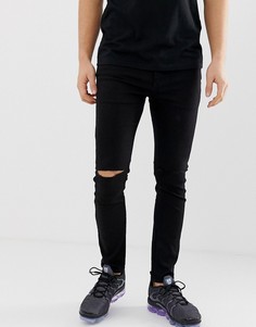 Черные джинсы скинни с рваной отделкой Pull&bear - Черный