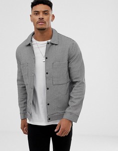 Рубашка навыпуск в ломаную клетку с кнопками Bershka - Черный