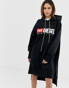 Платье-свитшот с контрастным шнурком и логотипом Diesel - Черный