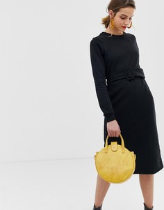 Черное свободное платье с поясом River Island - Черный