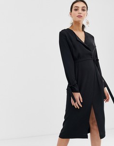 Черное платье с запахом River Island - Черный