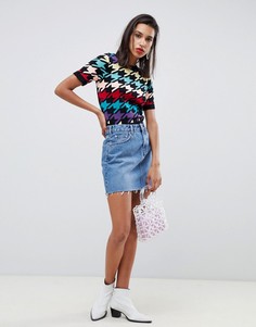 Синяя выбеленная джинсовая мини-юбка ASOS DESIGN - Синий