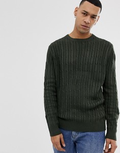 Вязаный джемпер с мелким узором косичка Brave Soul - Зеленый