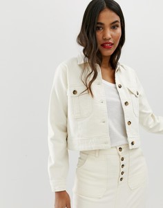 Кремовая джинсовая куртка в стиле милитари ASOS DESIGN Premium - Белый