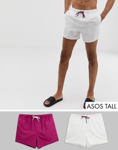 Короткие шорты для плавания фиолетового и белого цвета ASOS DESIGN Tall, скидка - Мульти