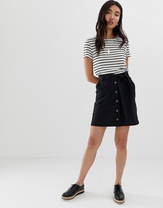 Льняная мини-юбка с пуговицами ASOS DESIGN - Черный