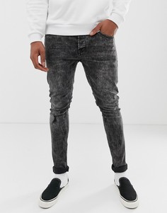 Черные зауженные джинсы с эффектом кислотной стирки Only & Sons - Черный