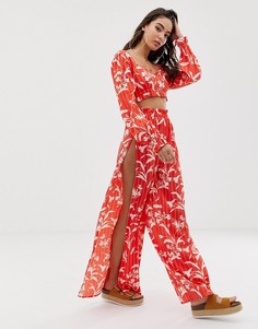 Широкие пляжные брюки от комплекта с принтом ASOS DESIGN - Мульти