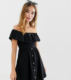 Сарафан мини на пуговицах с ярусной юбкой ASOS DESIGN Petite - Черный