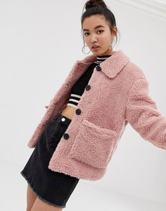 Розовая куртка на пуговицах New Look - Розовый