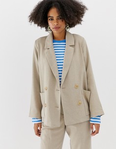Бежевый oversize-блейзер Monki - Розовый