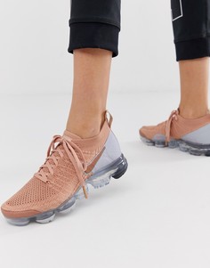 Кроссовки цвета розового золота Nike Running Vapormax Flyknit - Золотой