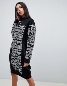 Платье-свитшот в стиле oversize со звериным принтом и пайетками ASOS DESIGN - Черный