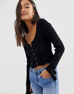 Кардиган на пуговицах с овальным вырезом ASOS DESIGN - Черный