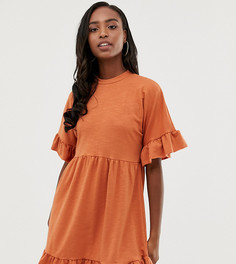 Свободное платье мини с оборками на рукавах ASOS DESIGN Tall - Оранжевый