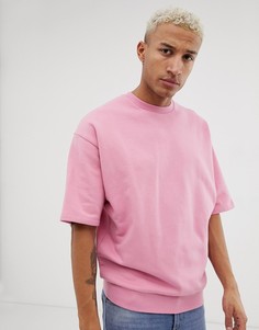 Розовый oversize-свитшот с короткими рукавами ASOS DESIGN - Розовый