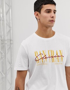 Белая футболка с принтом San Fran New Look - Белый