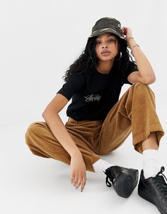 Свободная футболка с логотипом на груди Stussy - Черный