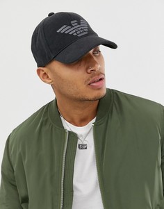 Черная парусиновая бейсболка с логотипом Emporio Armani - Черный
