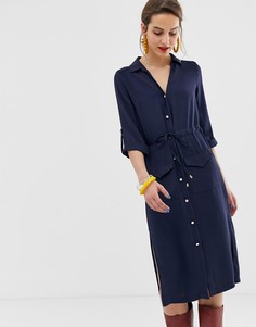 Темно-синее платье-рубашка в стиле милитари River Island - Темно-синий