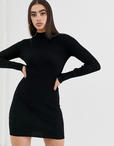 Черное облегающее платье с высоким воротом Missguided - Черный