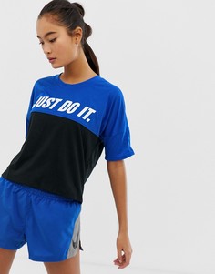 Синяя короткая футболка Nike Running Just Do It Tailwind - Синий