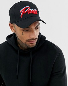 Черная бейсболка с вышивкой paris ASOS DESIGN - Черный