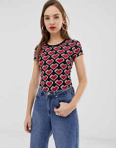 Футболка с принтом сердец Love Moschino - Красный
