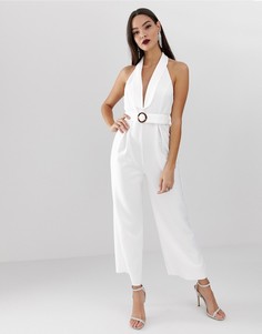 Комбинезон с халтером и пряжкой ASOS DESIGN - Белый