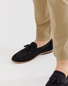 Черные плетеные кожаные лоферы River Island - Черный
