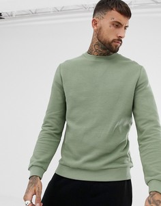 Свитшот цвета хаки в рубчик ASOS DESIGN - Зеленый