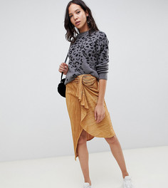 Плиссированная юбка миди с завязкой ASOS DESIGN Tall - Желтый