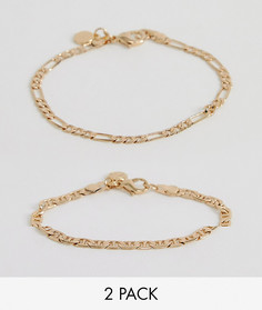 Набор из 2 золотистых браслетов-цепочек Chained & Able - Золотой
