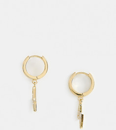 Позолоченные серьги-кольца с подвесками в виде молнии с отделкой Orelia - Золотой