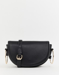 Черная броская сумка через плечо в форме полумесяца с золотистыми кольцами Glamorous - Черный