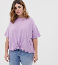 Oversize-футболка с узелками ASOS DESIGN Curve - Фиолетовый
