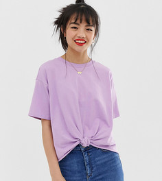 Oversize-футболка с узелком ASOS DESIGN Petite - Фиолетовый