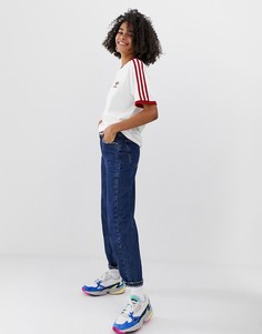Белая футболка с тремя красными полосками adidas Originals adicolor - Белый
