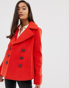 Красное двубортное пальто Miss Selfridge - Красный