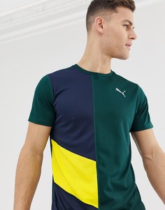 Зеленая спортивная футболка в стиле колор блок Puma - Зеленый