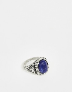 Серебристое массивное кольцо с камнем ASOS DESIGN - Серебряный