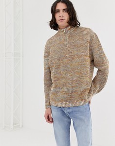 Трикотажный oversize-джемпер в рубчик с короткой молнией ASOS DESIGN - Мульти